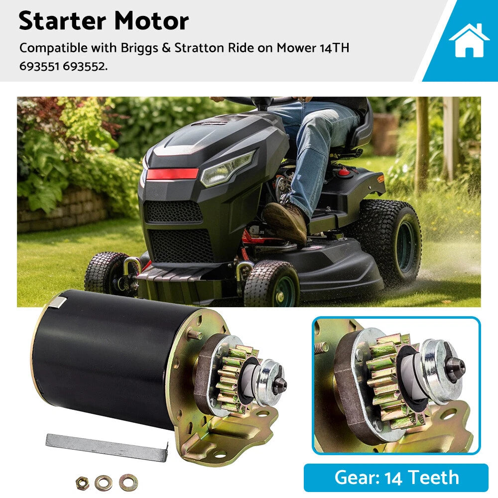 Starter Motor for Briggs & Stratton Ride On Mower (14TH) 693551 693552