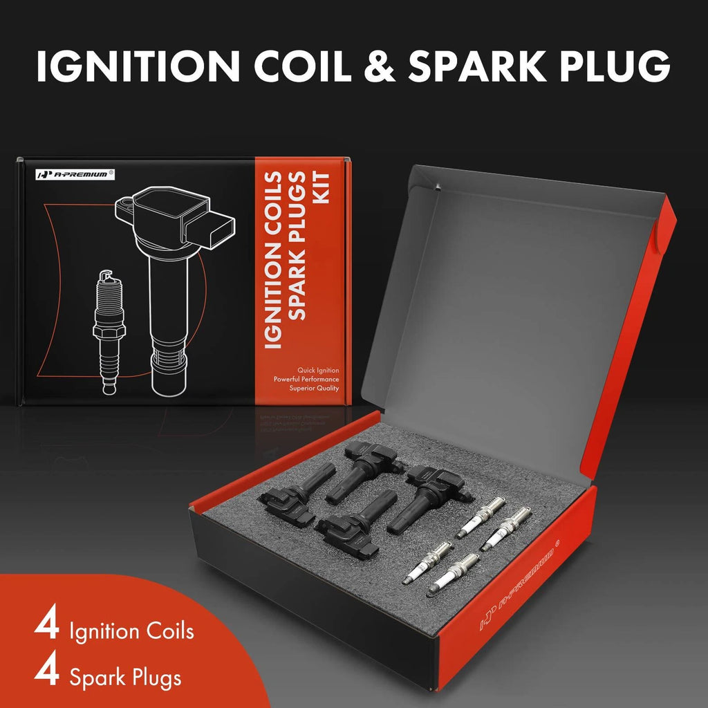 Set of 4 Ignition Coils & Iridium Spark Plugs for Subaru Forester (2011–2012)