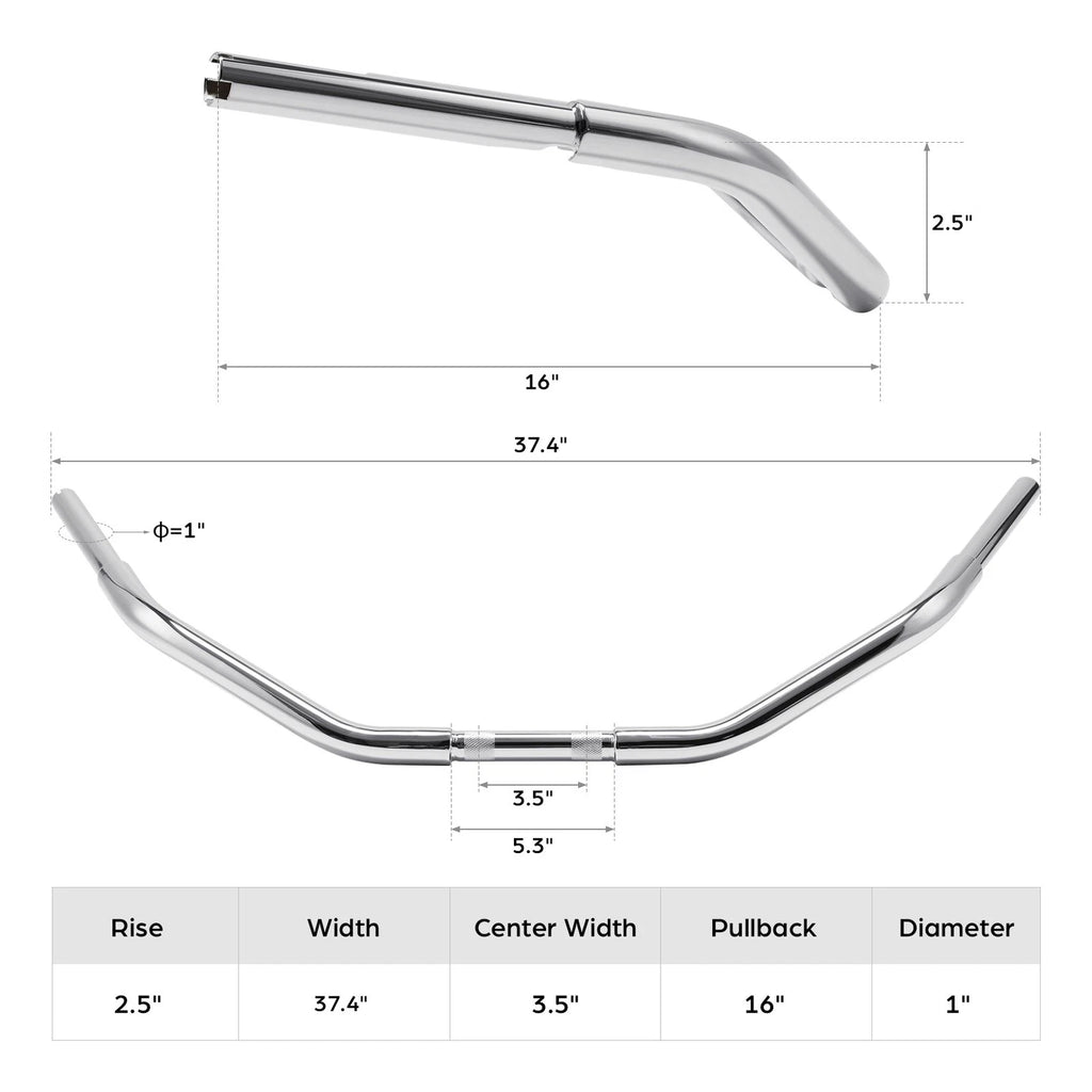 3.5" Rise Handlebar for Harley Sportster XL 883 1200 Dyna Softail Touring