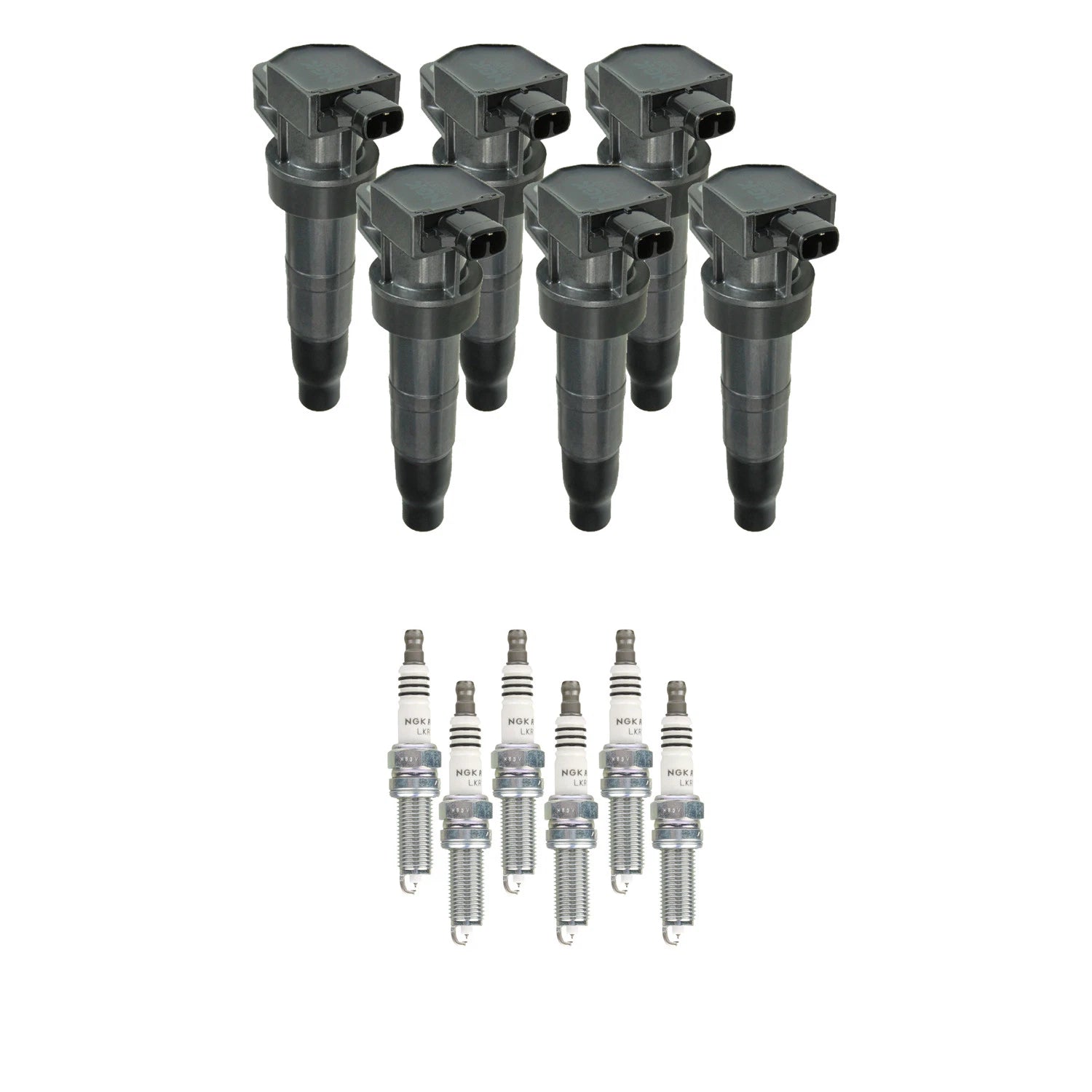 Set of 6 NGK Ignition Coils & Ruthenium Spark Plugs for Sorento Santa Fe (2011–2019)