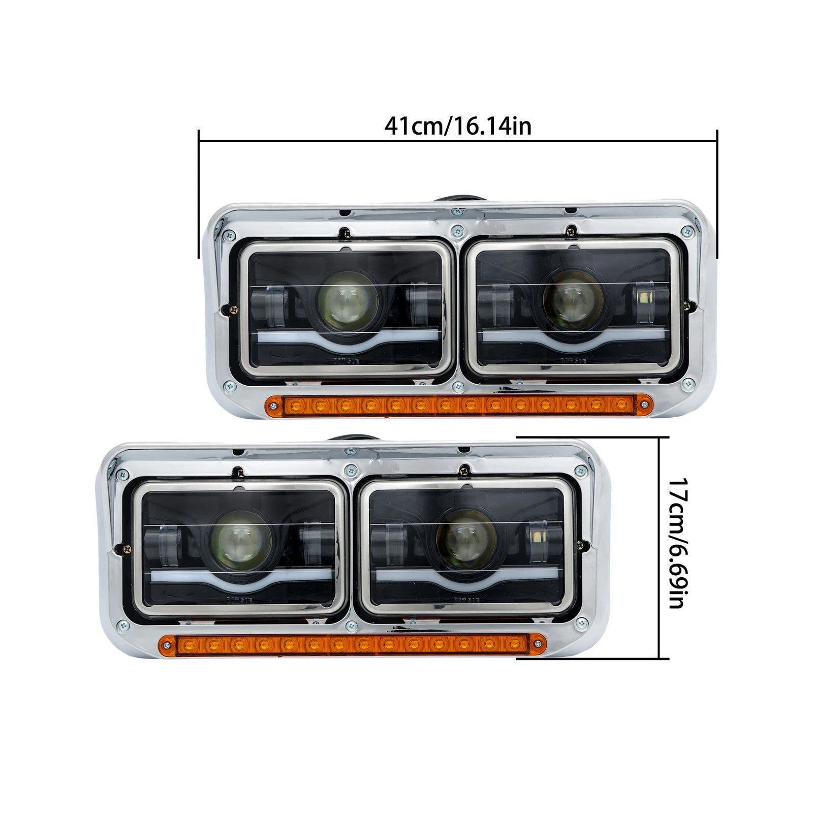 Full LED Dual Halo Ring Projector Headlights for Peterbilt Western Star (1981-2019)