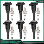Set of 6 Ignition Coils & Spark Plugs for Jaguar Vanden Plas XJ6 XJR (1995–1997)