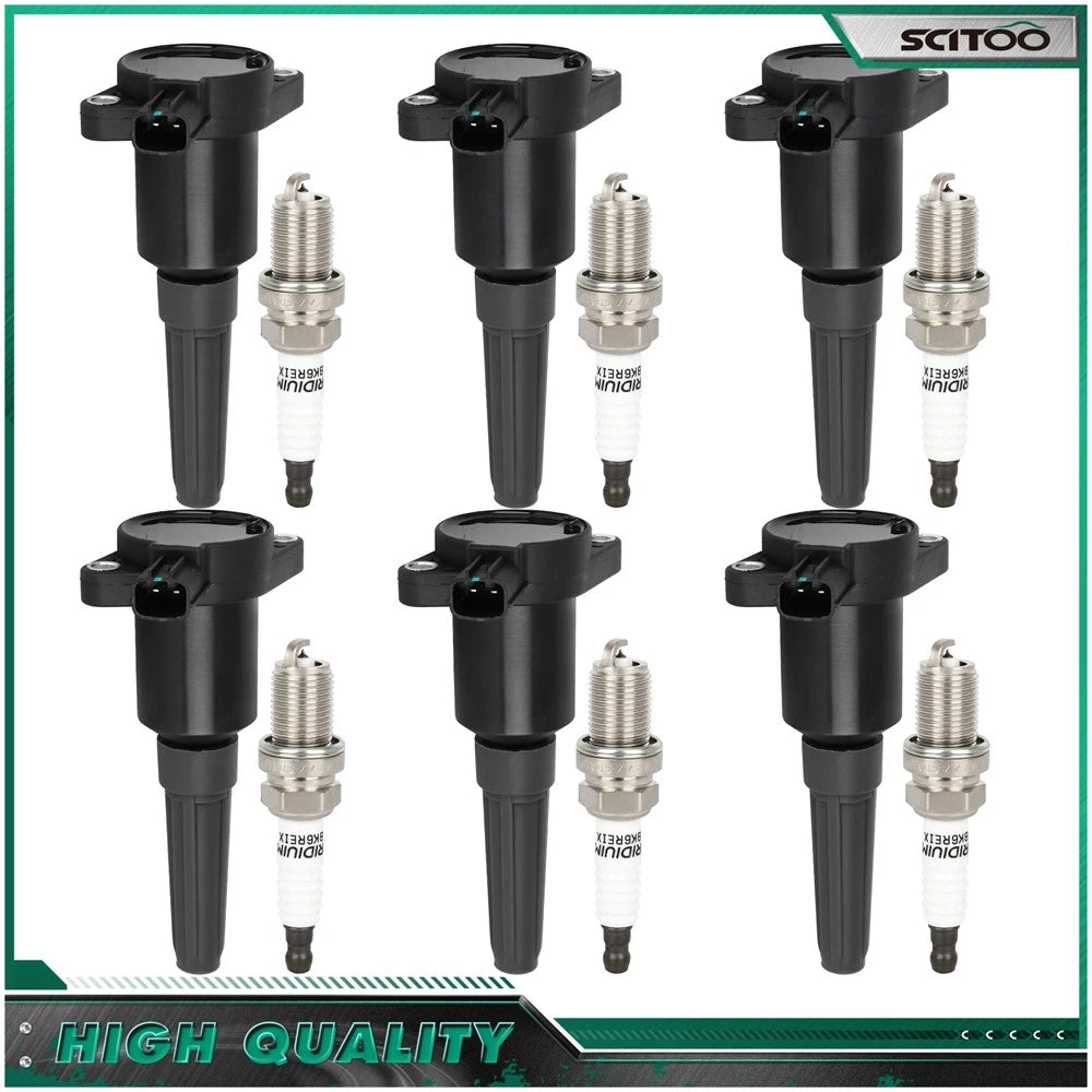 Set of 6 Ignition Coils & Spark Plugs for Jaguar Vanden Plas XJ6 XJR (1995–1997)
