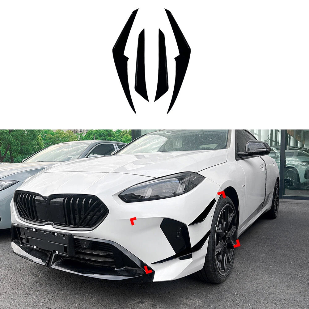 Set of 4 Black Front Bumper Side Canards Splitters for BMW 2-Series F70 F74 (2024+)