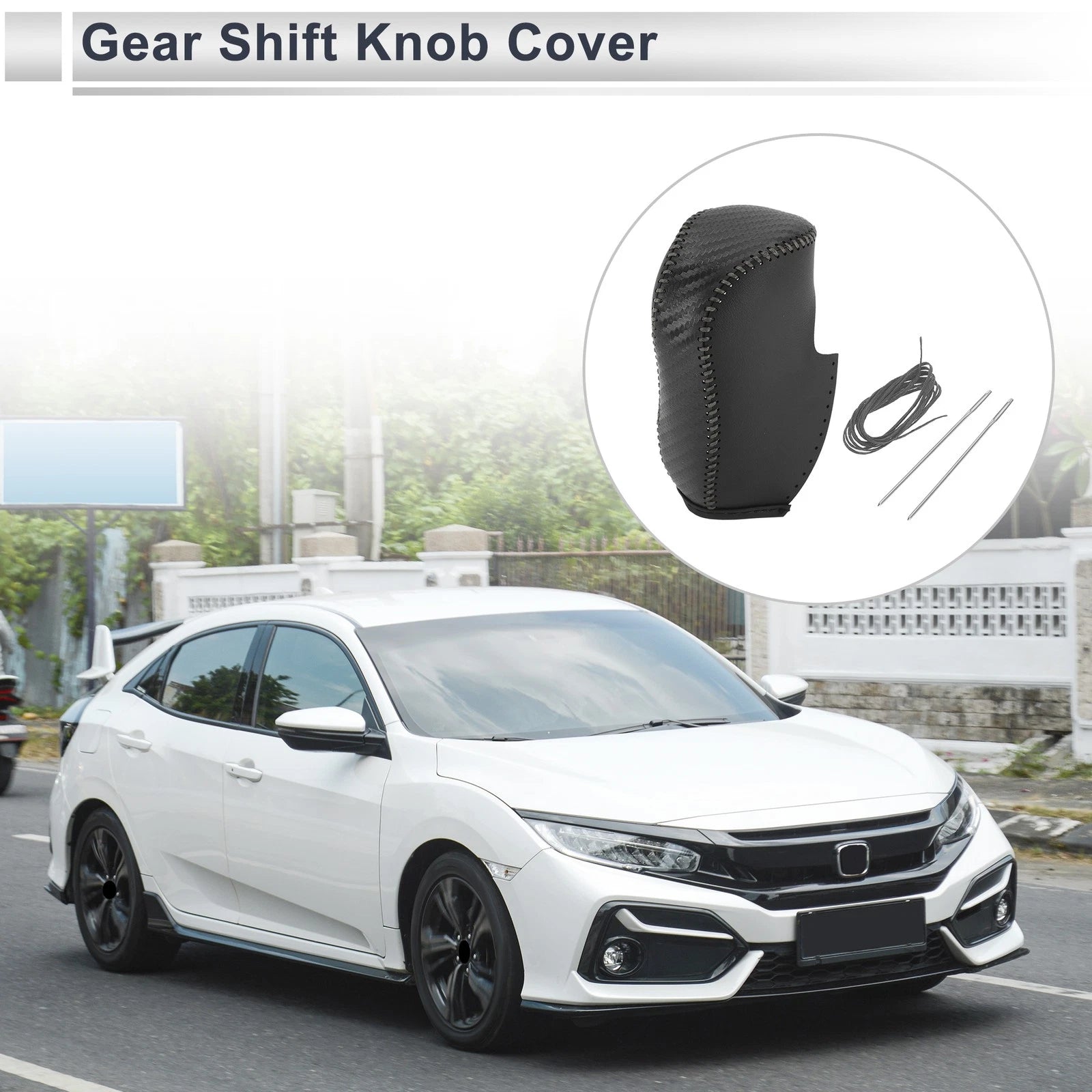 Gear Shift Knob Cover for Honda Civic (2012–2014) Black Carbon Fiber
