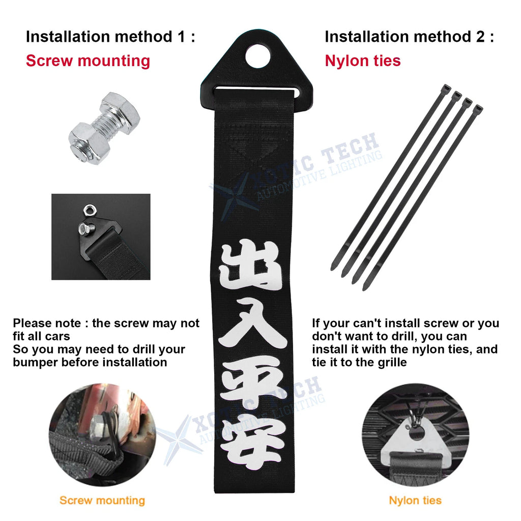 Safe Trip Wherever You Go JDM Rear Tow Hook Towing Strap Kit for Set (2020-2025)