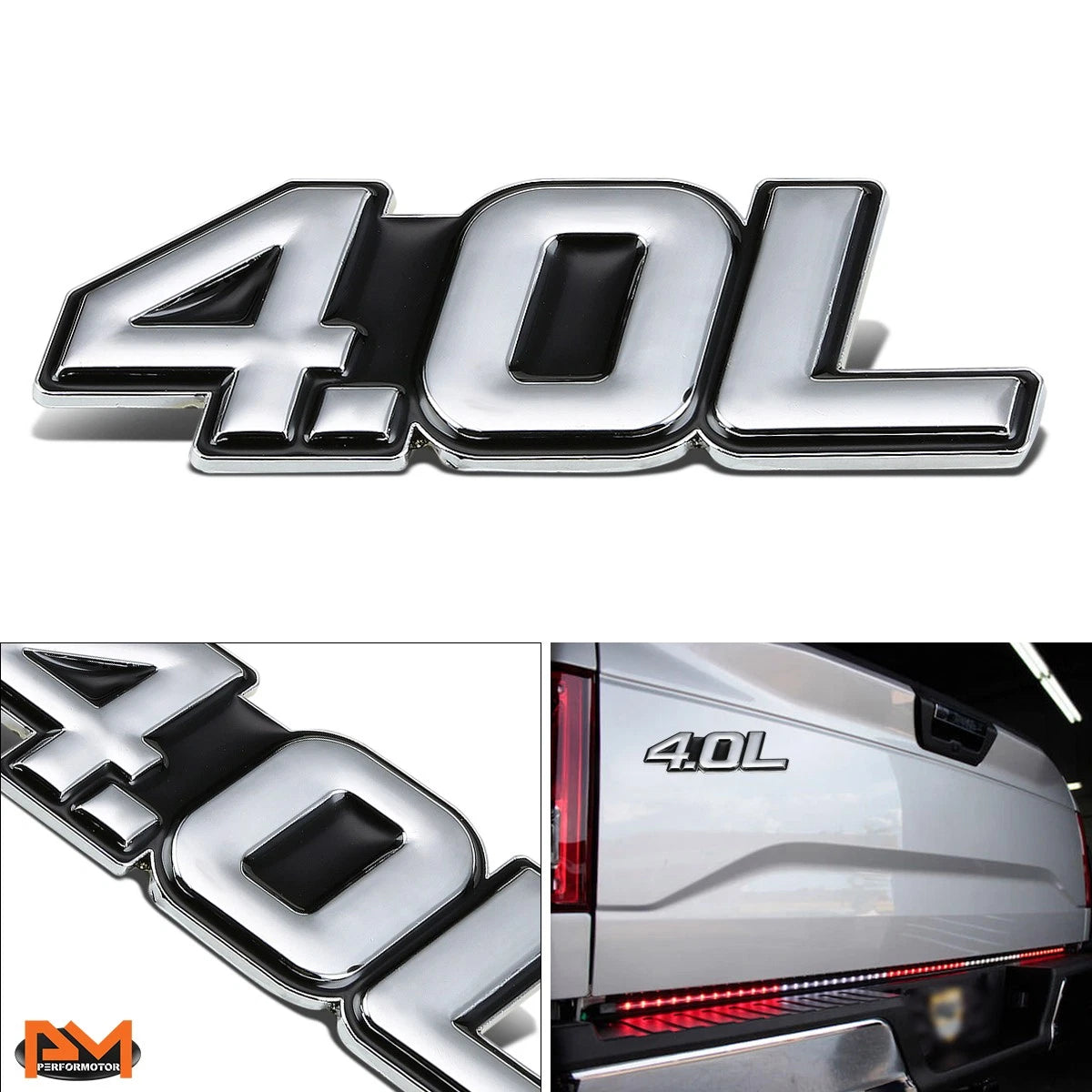 3D Polished Metal Decal Emblem for Porsche Nissan Mercedes (4.0L)