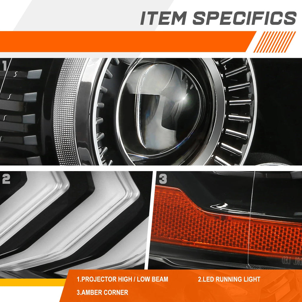 HID Projector Headlight Lamp for Ford Mustang (2018–2022)