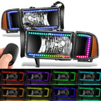 RGB LED Light Bar Headlight Assembly for Dodge Ram 1500-3500 (1994–2002)