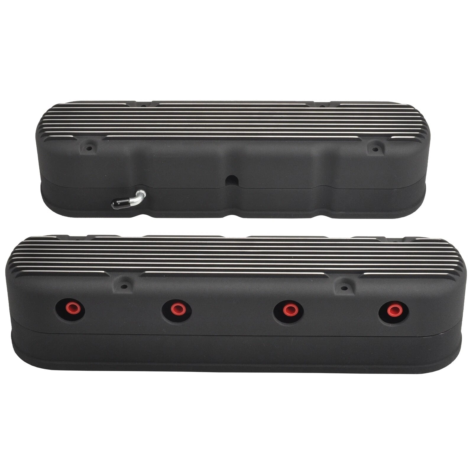 2Pcs Valve Cover for Chevy LS (Finned, Aluminum, Black)