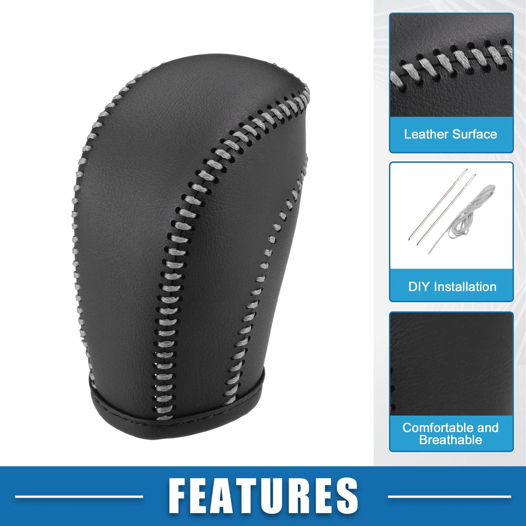 Gear Shift Lever Cover for Volkswagen Atlas (2018–2022) Black Gray Stitches