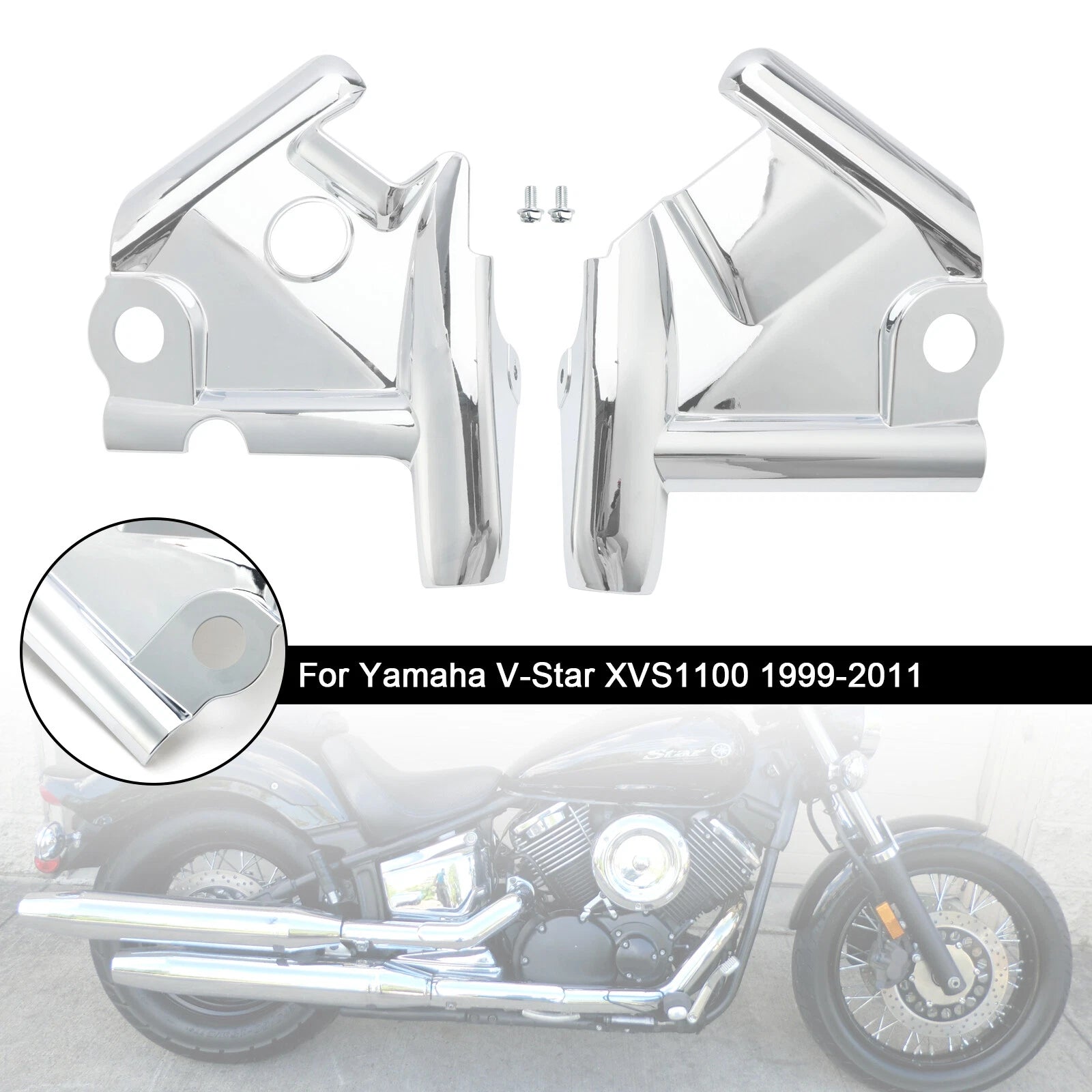 Chrome Front Fork Upper Frame Neck Cover for Yamaha V-Star XVS1100 (1999–2011) T9