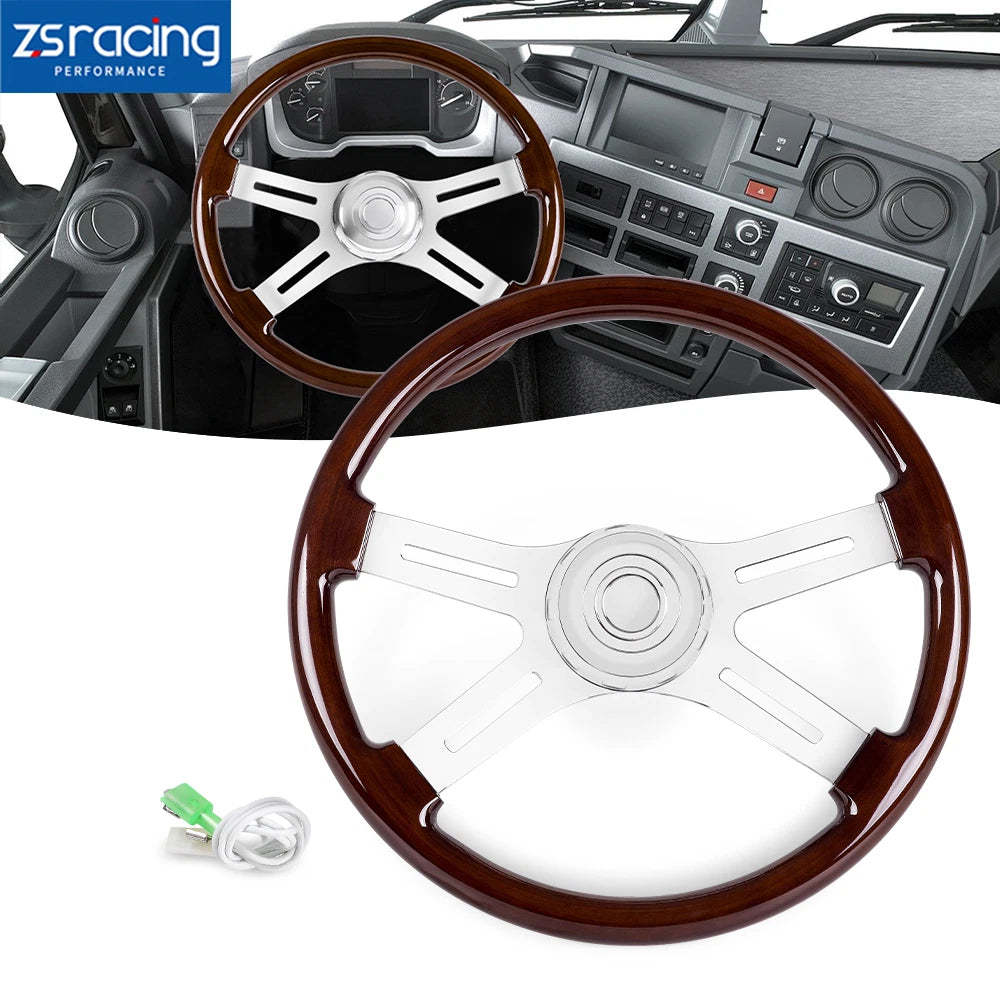 18" Aluminum Classic Wood Steering Wheel for Truck