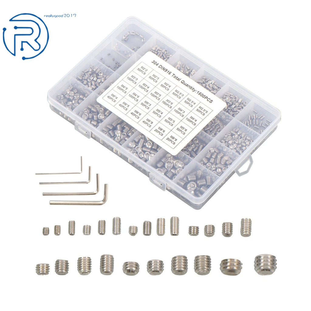 Set of 1500 Stainless Steel Fully Threaded Hex Socket Screws