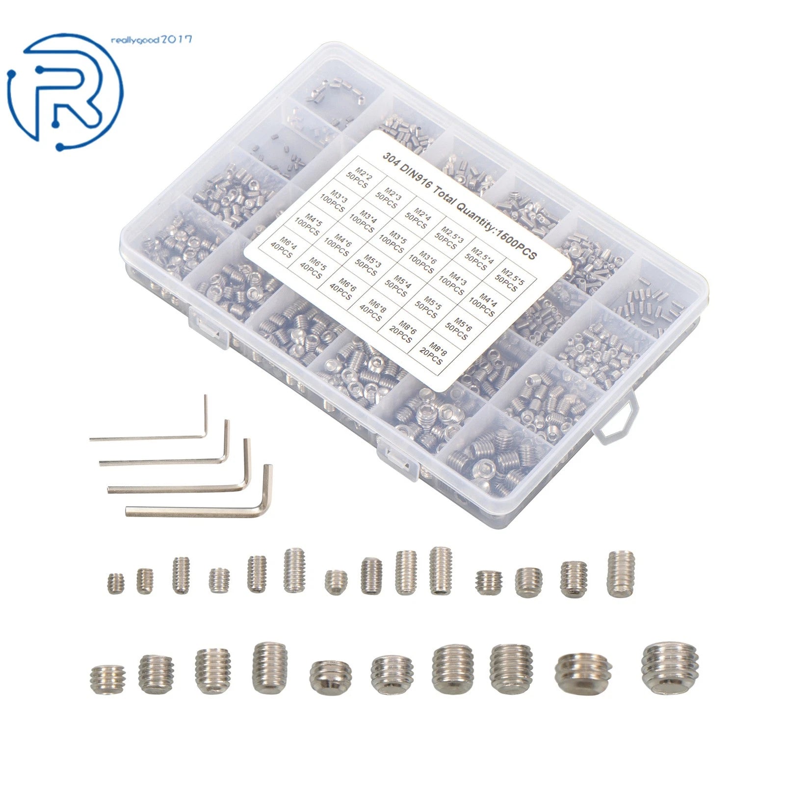 Set of 1500 Stainless Steel Fully Threaded Hex Socket Screws