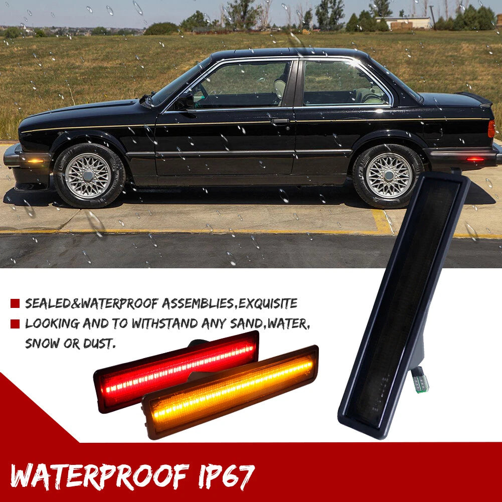 Set of 4 Smoke LED Bumper Side Marker Lights for BMW E30 E34 (1982–1996)