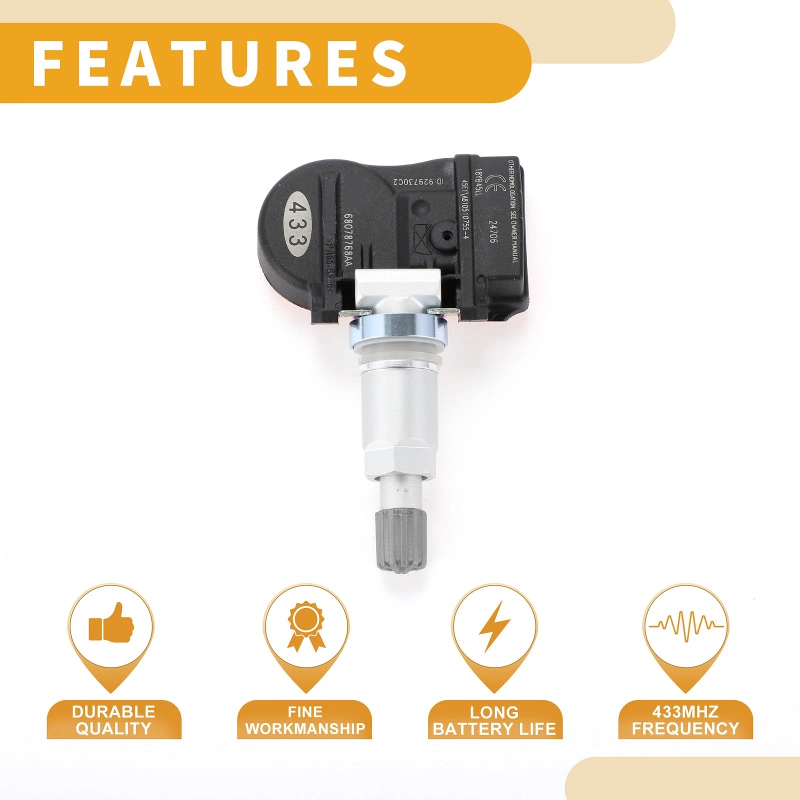 Tire Pressure Sensor for Dodge Charger (2006–2008) 68078768AA 433MHz