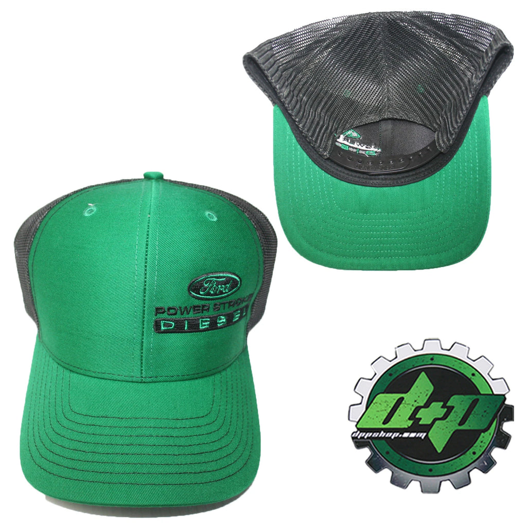 Ford Powerstroke Hat Snapback Cap Green Black Mesh (Fits All Models)