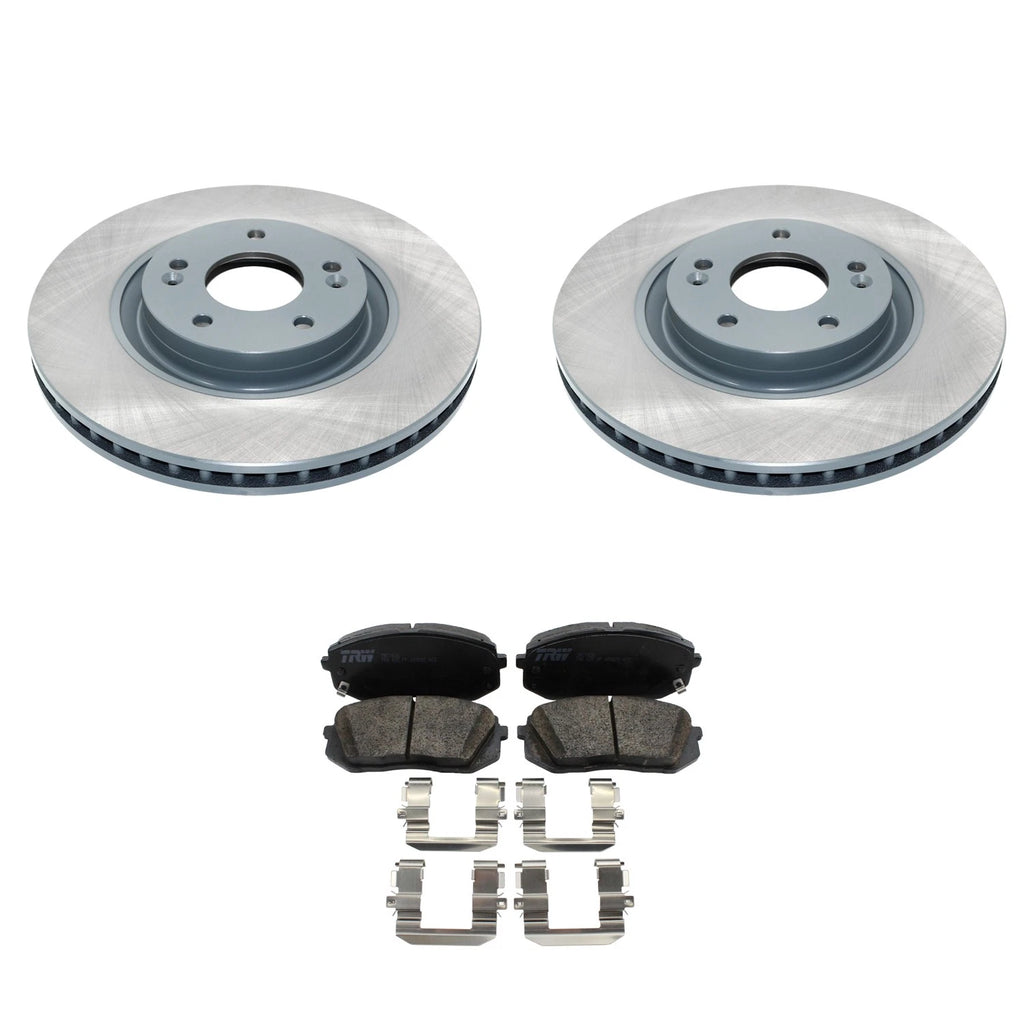 Set of 4 DuraGo Front Rotors & TRW Pro Ceramic Brake Pads for Optima Sonata