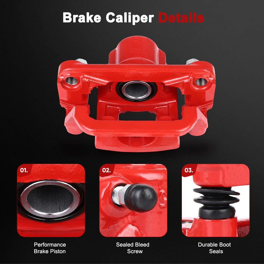 Set of 2 Red Rear Brake Calipers for Nissan Altima Maxima (2007–2012)