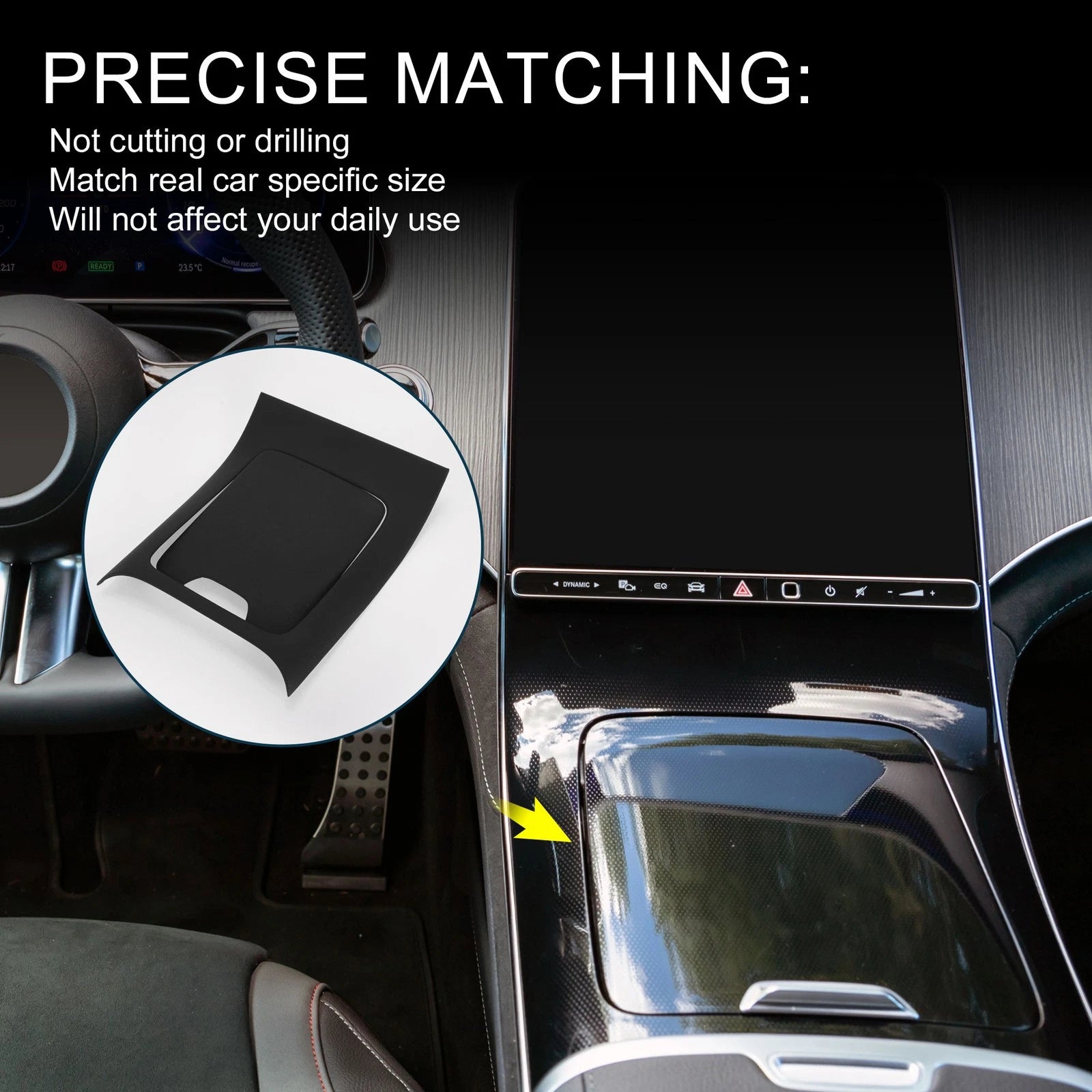 Set of 1 Center Console Panel Sticker for Mercedes-Benz EQE350 (2022–2024) Black