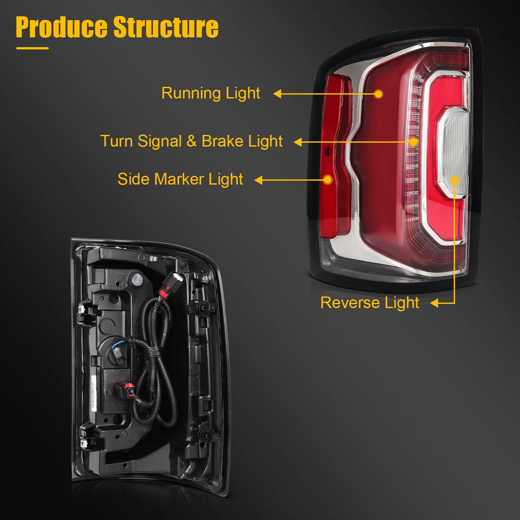 Left Driver Side Red LED Taillights for GMC Sierra 1500 (2016–2018)
