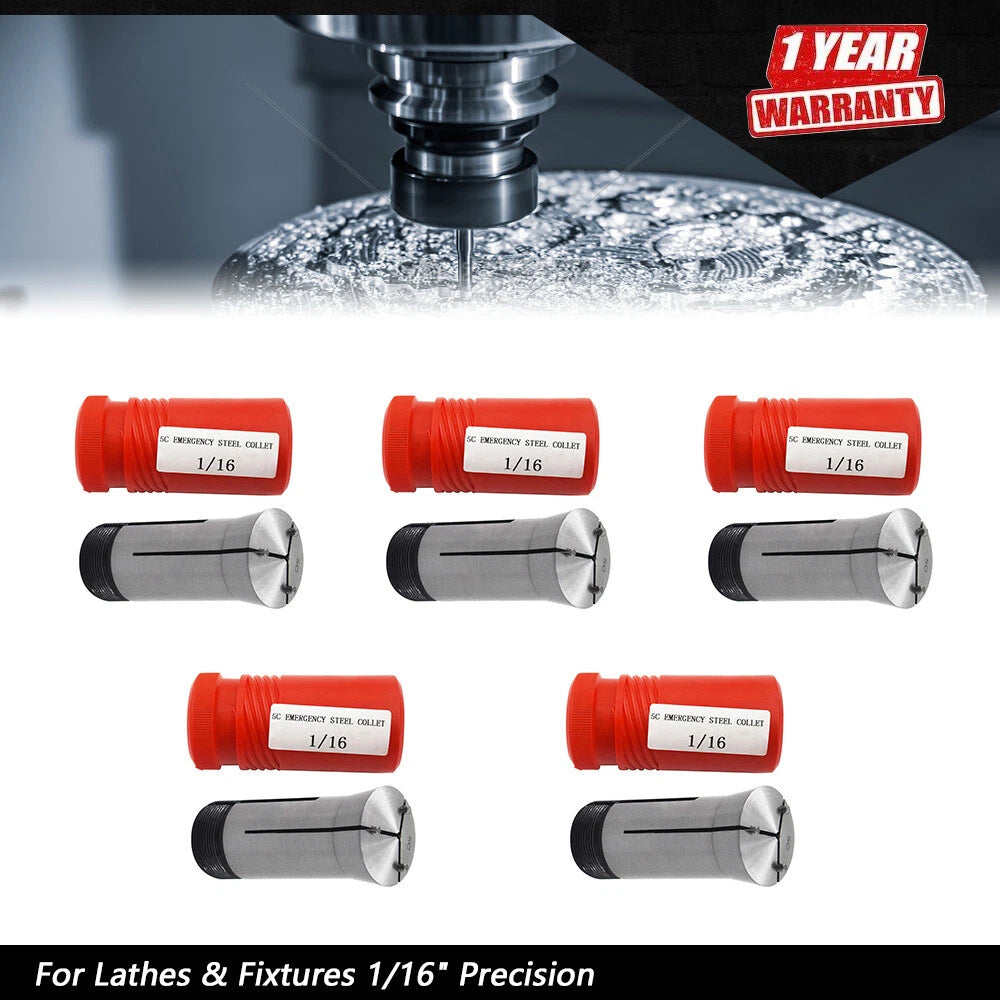 5PC Emergency Steel Collet Set for Lathes (Precision)