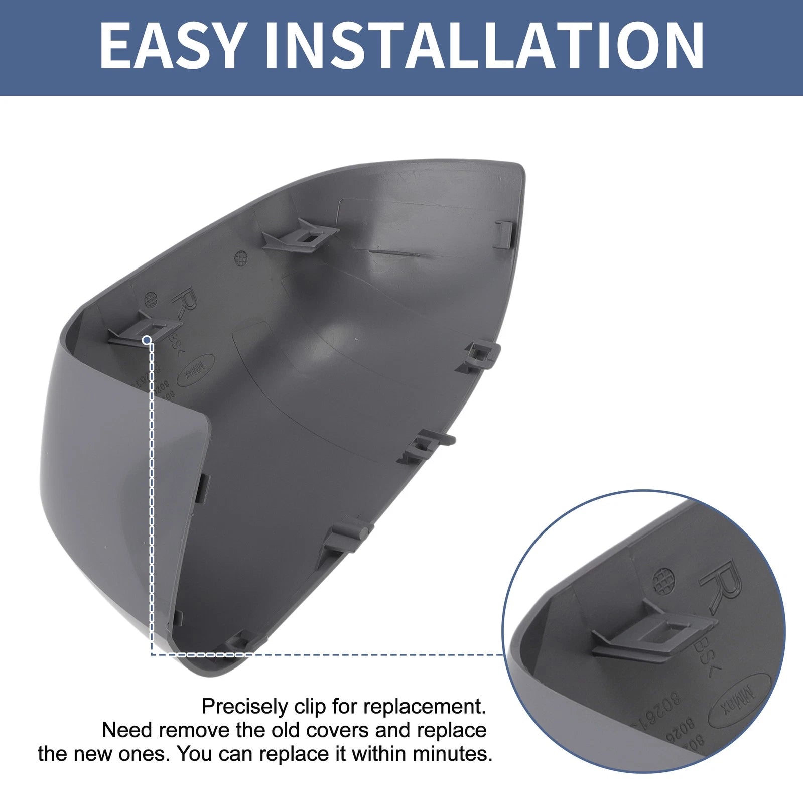 Right Driver Side Mirror Cover Cap for Dacia Lodgy (2012–2020) Gloss Gray
