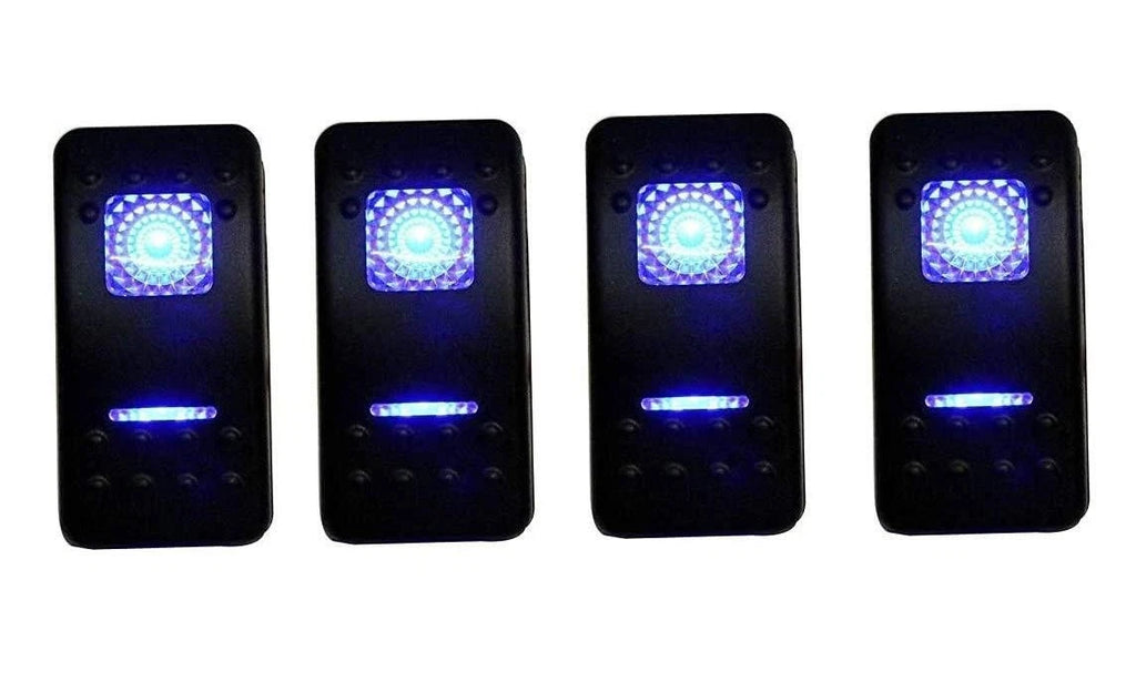 4Pcs 12V 20A Blue LED Rocker Switch Waterproof DPDT 7 Pin for Marine