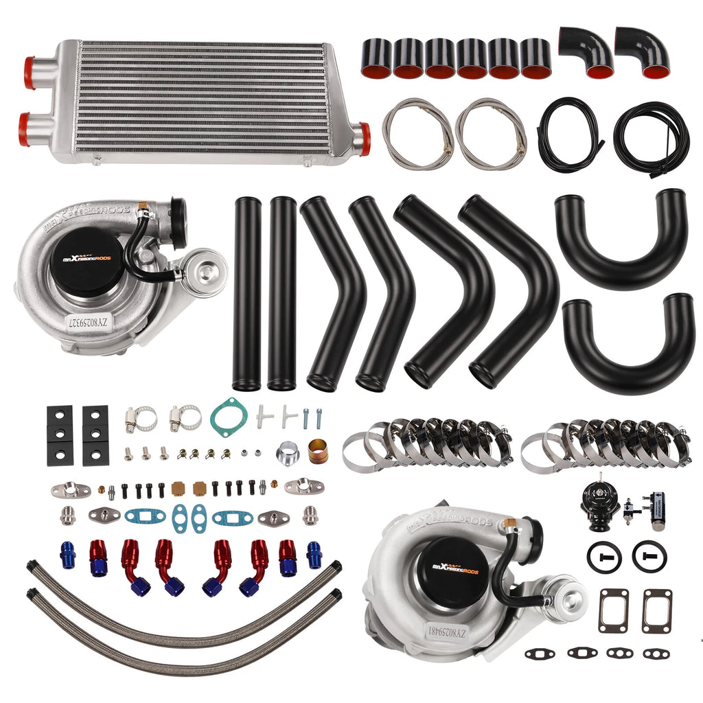 Twin Turbo Intercooler Piping BOV Oil Line Kit for Universal Turbocharger