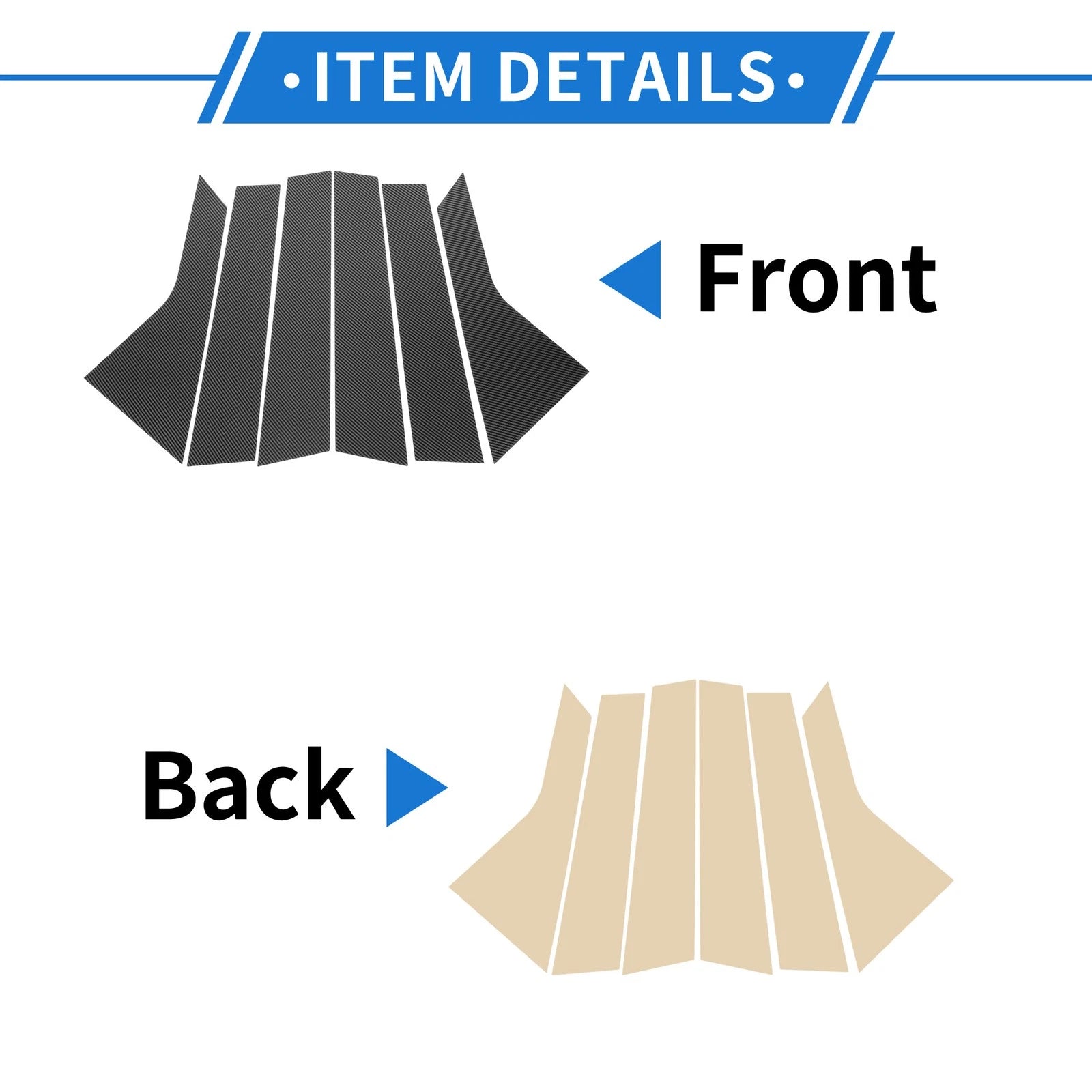 Set of 6 Door Pillar Window Trim for Hyundai Tucson (2021–2023) Carbon Fiber