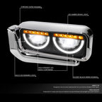LED Halo Ring DRL Turn Signal Headlights for Peterbilt 359 379 389 (1981–2021)