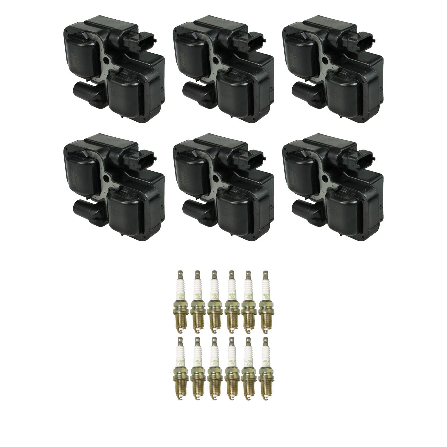 Set of 6 NGK Ignition Coils & 12 Spark Plugs for Mercedes C240 C320 E320 CLK320 SLK320 (1999–2006)