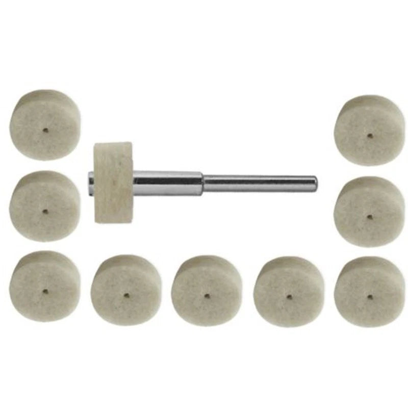 Felt Buffing Polishing Wheels Set of 10 with Mandrel for Rotary Tools