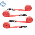 Set of 4 Red Steel 2200 LB Ratchet Tie Down Straps with Break Lock S Hooks 15 FT