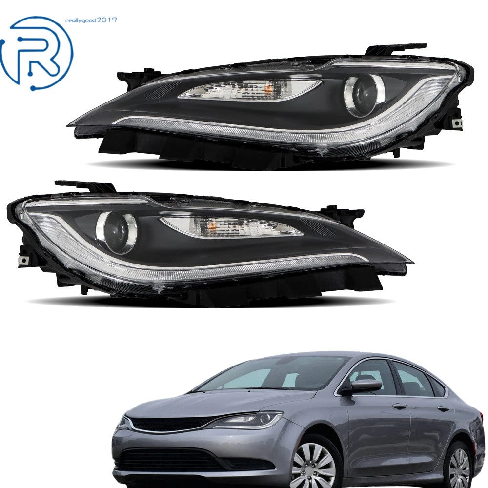 Set of 2 Halogen Headlights Assembly for Chrysler 200 (2016–2017)