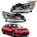 Set of 2 Halogen Headlights with LED DRL for Honda Accord (2016–2017)