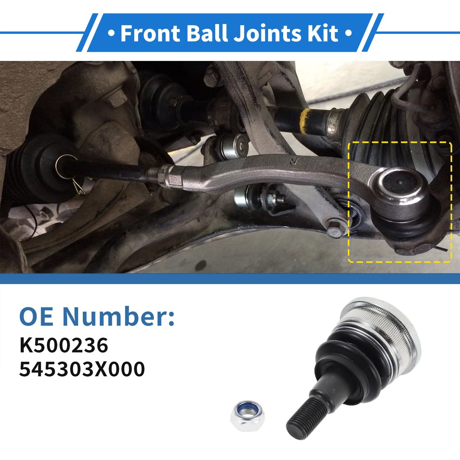 2 Pcs Front Lower Ball Joints for Hyundai Elantra (2011–2016) No.K500236/545303X000