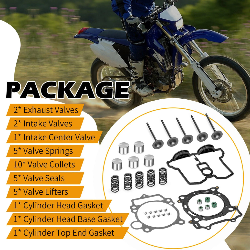 Cylinder Top End & Base Gasket Set w/ Valves for Yamaha YZ450F (2003–2005) YFZ450SE (2005–2008)