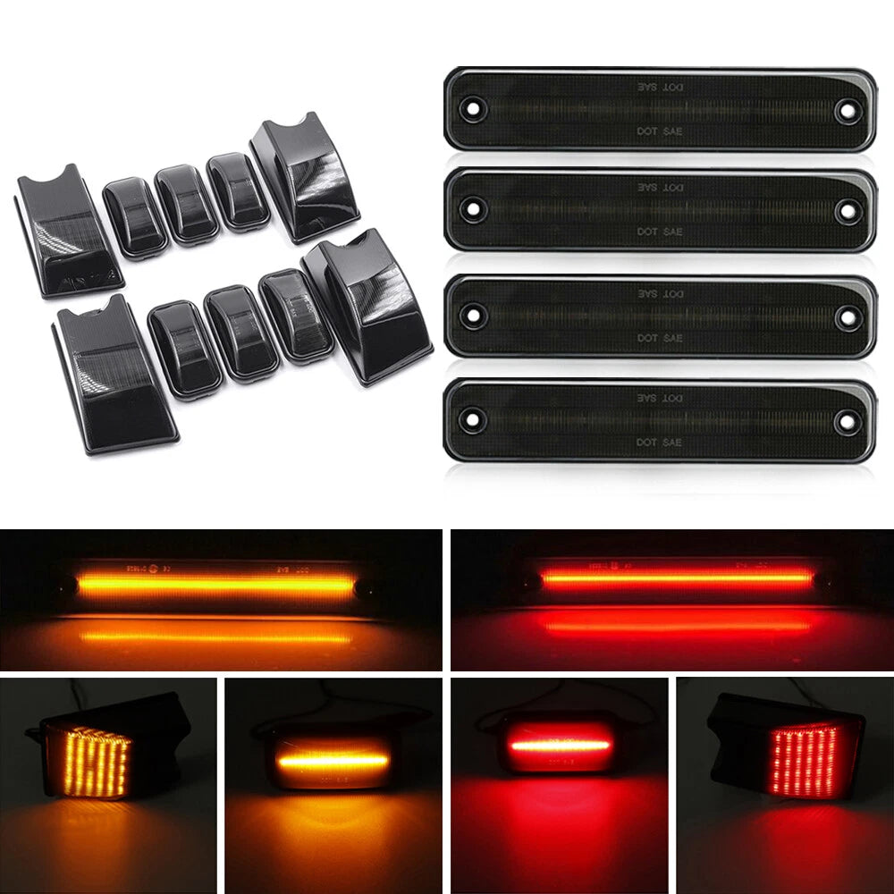 LED Bumper Side Marker Lights for Hummer H2 (2003–2009) - Smoked Amber Red