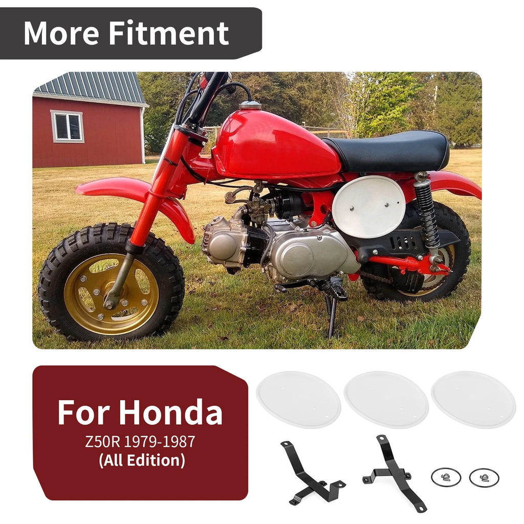 3 White Number Plates & Brackets Kit for Honda Z50 Z50R (1979–1987)
