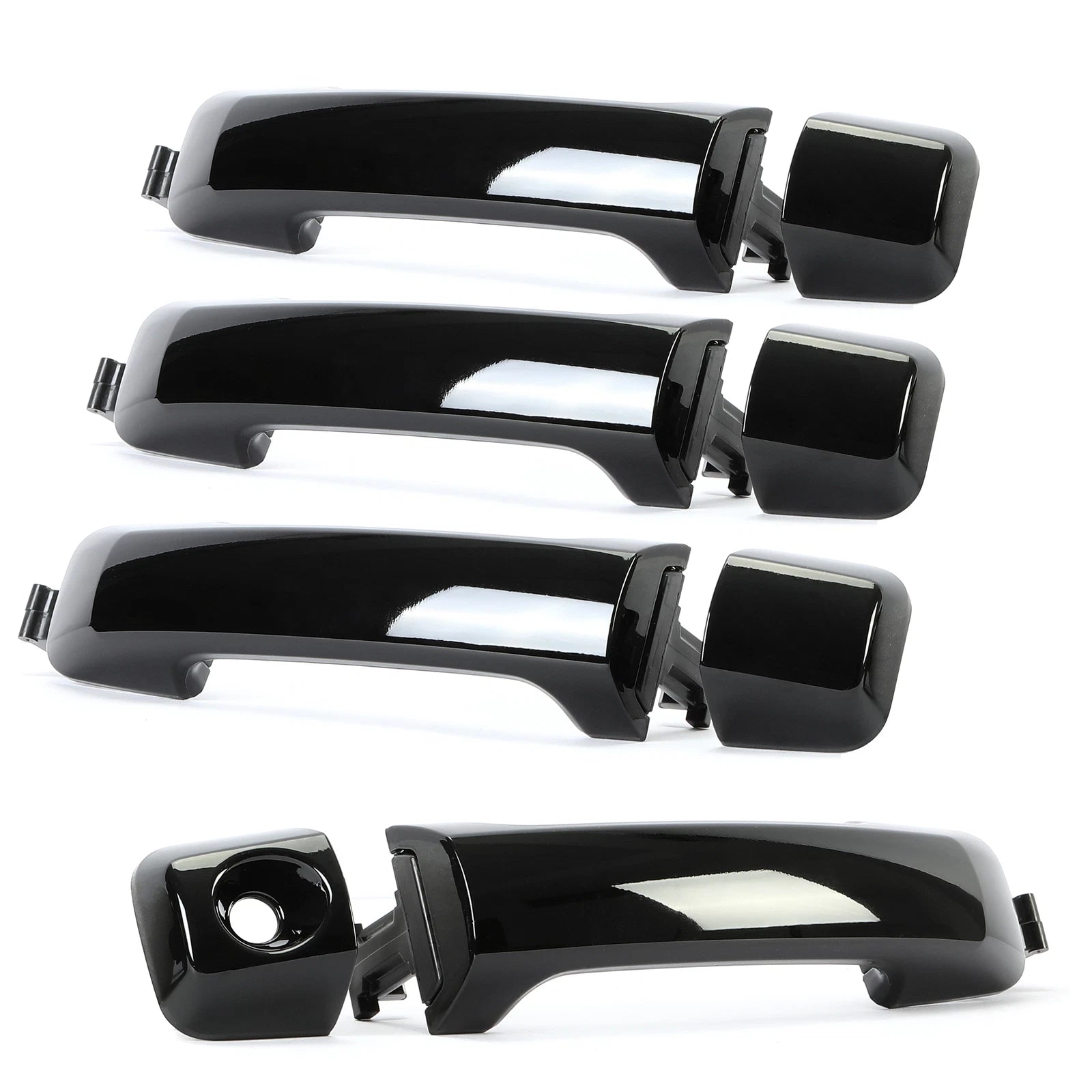 Front Rear Outside Door Handle Kit Glossy Black for Toyota Tundra Sequoia (2011–2019)