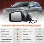 Driver Side Mirror for Jeep Grand Cherokee (2011–2022) - Manual Folding, Blind Spot