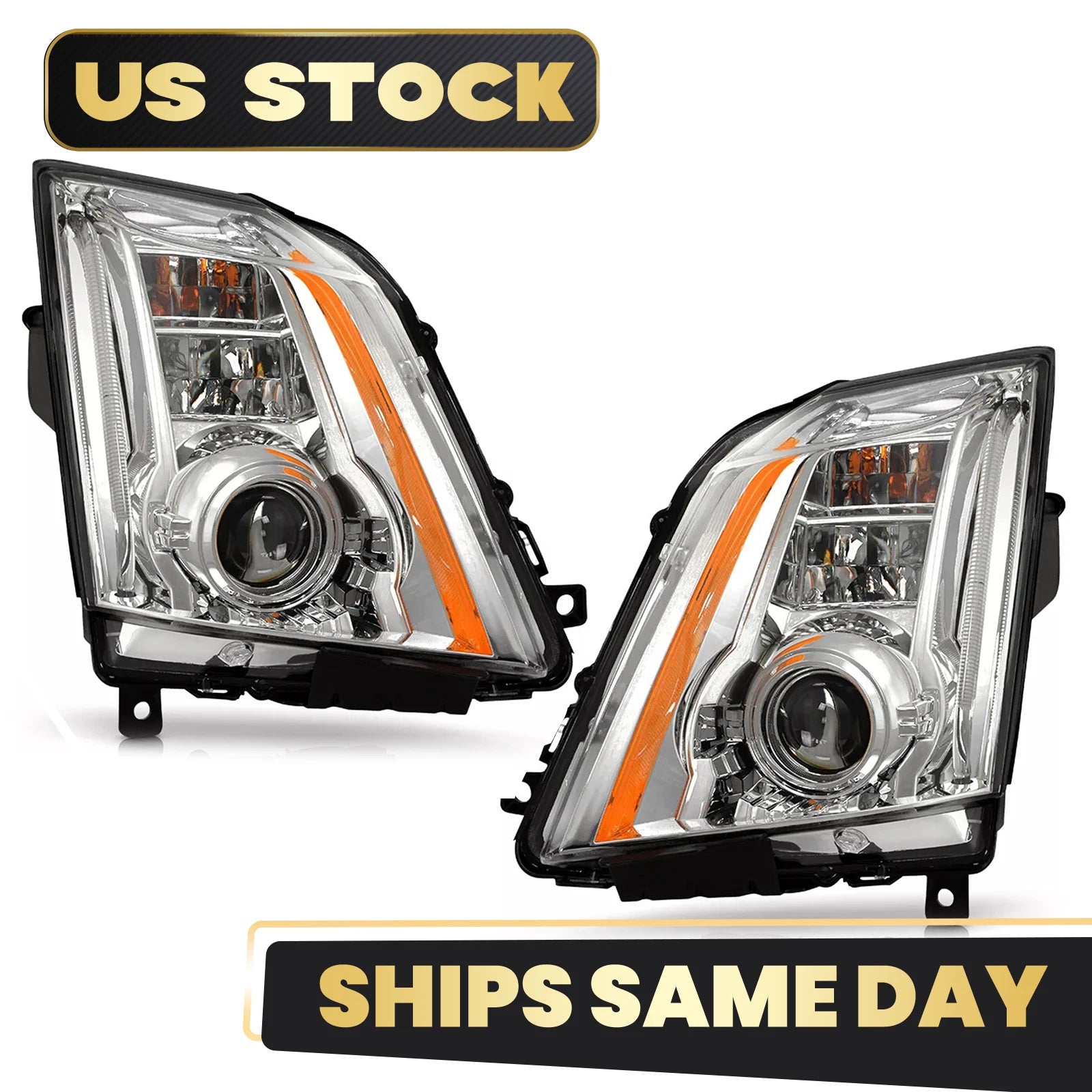 HID Headlight Pair for Cadillac CTS (2008–2014) AFS Chrome