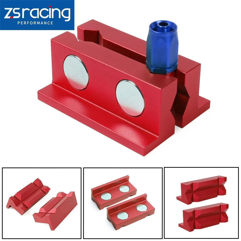 4" Aluminum Vise Jaw Inserts for AN Fittings with Magnetic Adapter