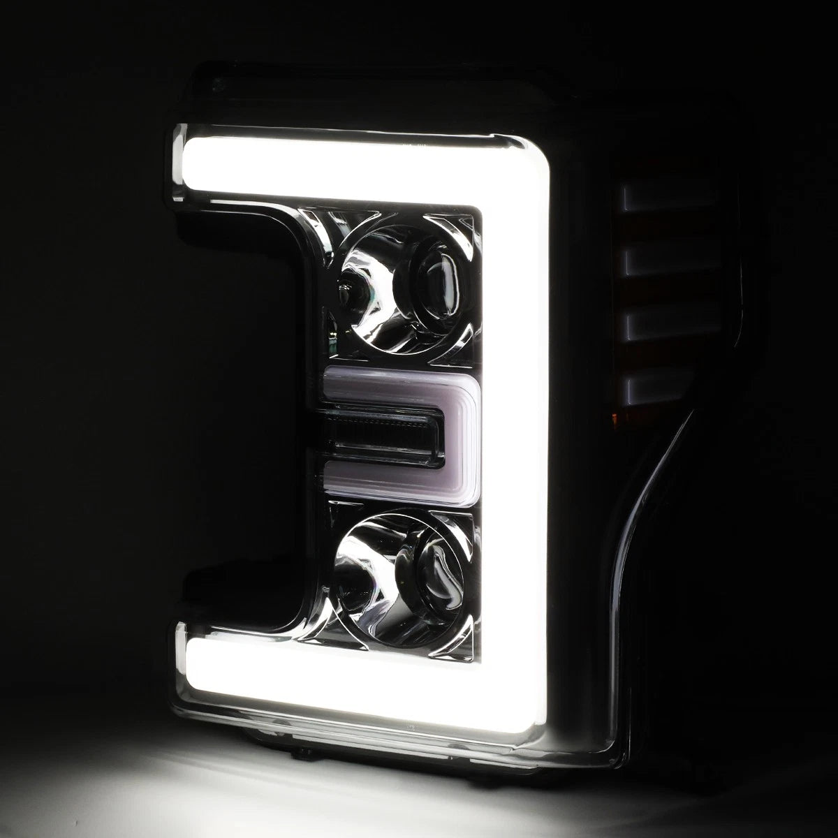 LED DRL Projector Headlight Lamps Chrome for Ford F250 F350 Super Duty (2017–2019)