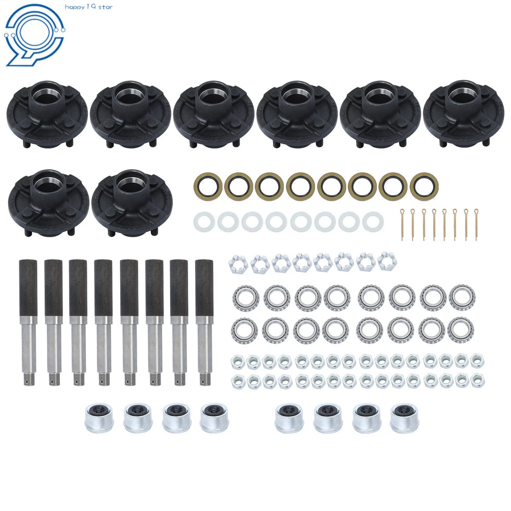 4 on 4" Trailer Hub Kit with 1" Round BT8 Spindle & Bearing Kit