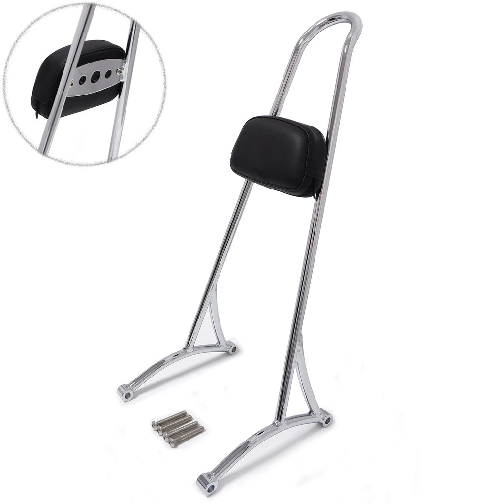 20" Chrome Sissy Bar Backrest Pad for Harley Sportster XL 883 1200 (1996–2003)