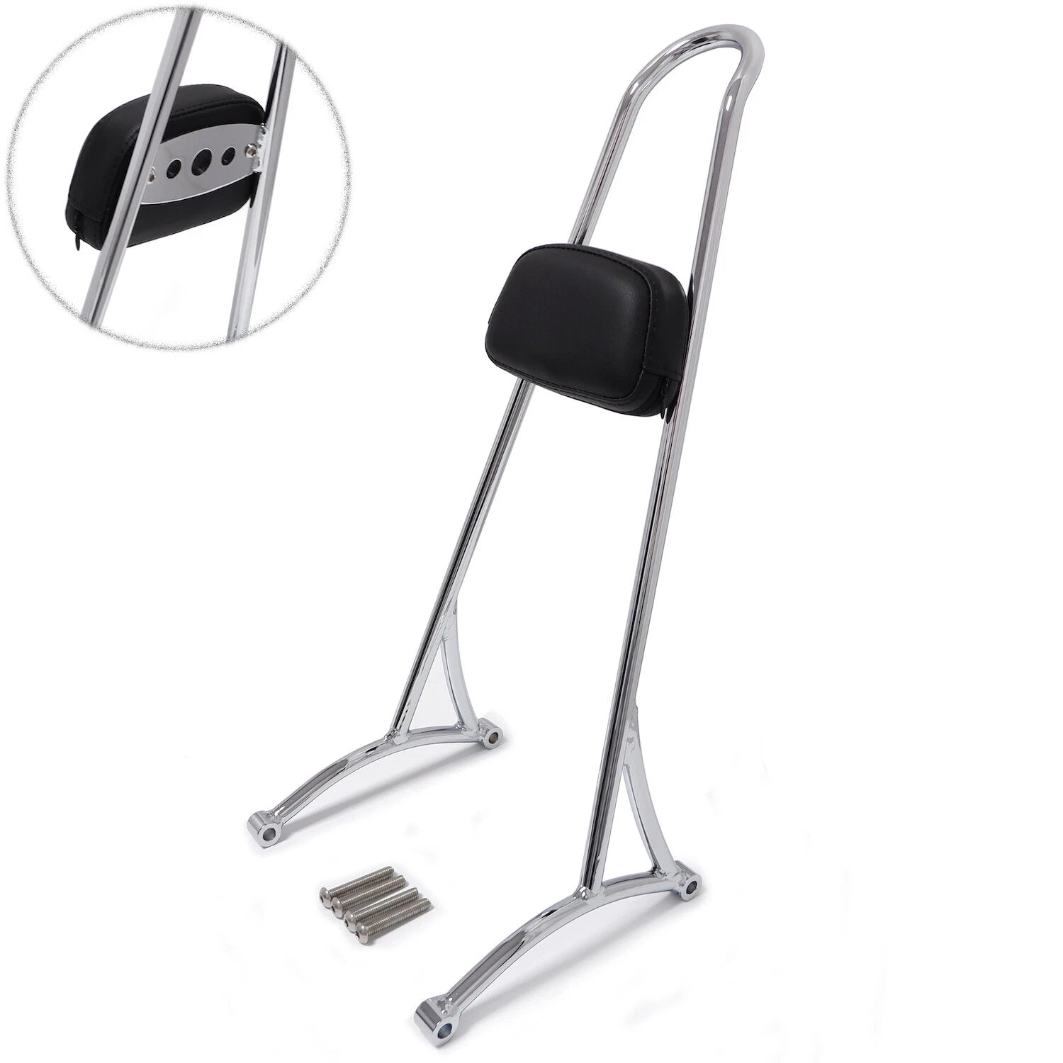 20" Chrome Sissy Bar Backrest Pad for Harley Sportster XL 883 1200 (1996–2003)