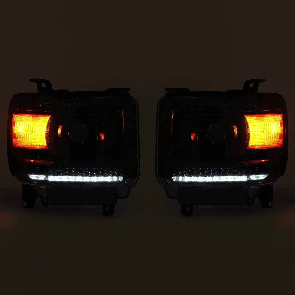 DRL LED Projector Headlights for GMC Sierra 1500 2500HD 3500HD (2014–2019)